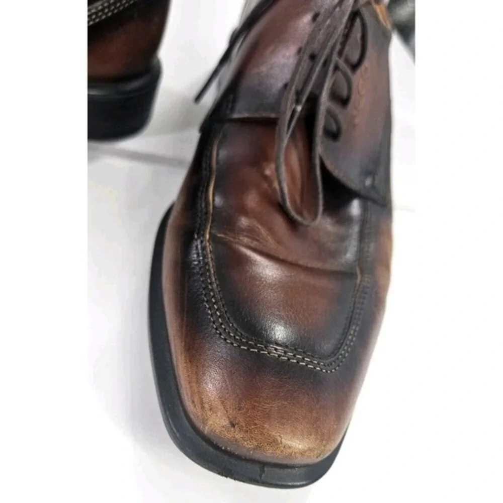 Ecco Calcan Shoes Men's Size 41 /~7 Apron Toe Derby Business Lace up Dress Brown